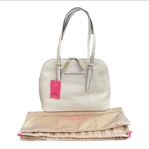 Isaac Mizrahi White Leather Shoulder Bag Purse With Dust Bag Nora Collection